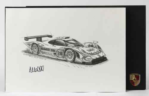 GT1: A Limited Edition Porsche GT 1 drawing. Numbered 91/100. Allan McNish signature