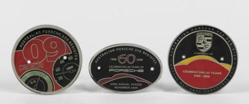 356 REGISTER: Five 'AUSTRALIAN PORSCHE 356 REGISTER' Parade/Concourse badges from 2008 - 2010