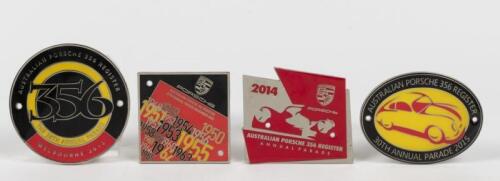 356 REGISTER: Four 'AUSTRALIAN PORSCHE 356 REGISTER' Annual Parade badges from 2012 - 2015