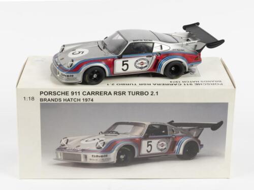 911 CARRERA RSR: An AUTOart 1:18 scale PORSCHE 911 CARRERA RSR TURBO 2.1 as raced at Brands Hatch 1974. MARTINI livery