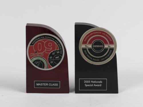 356: Two 'AUSTRALIAN PORSCHE 356 REGISTER' wooden award trophies. 2005 & 2009 Trophies