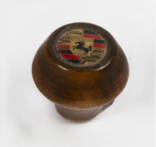 PORSCHE GEAR KNOB: A wooden Porsche gear knob