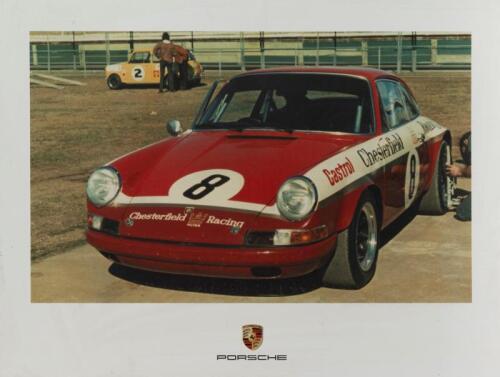 CHESTERFIELD PORSCHE: Two board mounted reproduction prints featuring Brian Foley's Chesterfield Racing Porsche 911 S