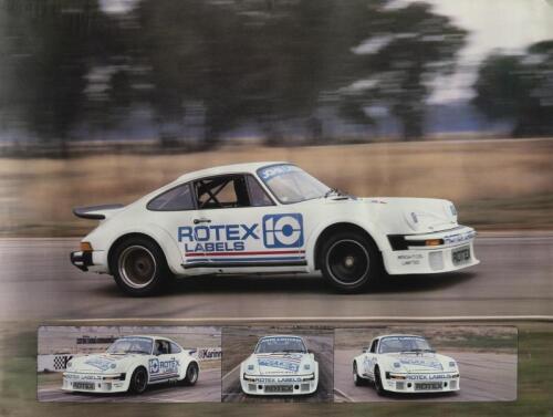 934: A period poster featuring John Latham's 'Rotex Labels' Porsche 934/5
