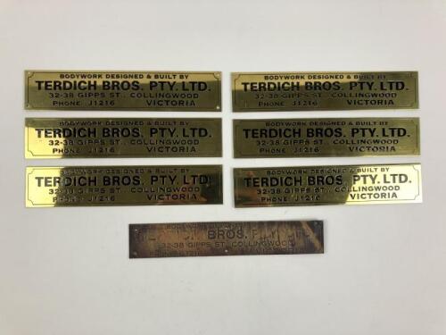 TERDICH BROS: Seven coach builders door sill plates for Terdich Bros.Pty Ltd (Terdich won&nbsp;the first Australian GP at Phillip Island in 1929)