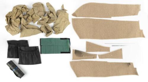 356: A group of off cuts of carpet and leather for Porsche 356 trim.