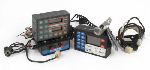 TERRATRIP: Two TERRATRIP 303 rally computers from 1980s and 1990s. With TERRATRIP intercom unit