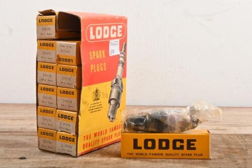 SPARK PLUGS: A original set of 12 Lodge '2HLN' 3/4 in. Reach spark plugs. Unused in original box.