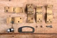 MG: A group of MG 'T' Series parts including door hinges, LUCAS dash light holder & three MG cast engine studs