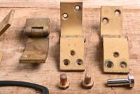 MG: A group of MG 'T' Series parts including door hinges, LUCAS dash light holder & three MG cast engine studs - 3