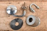 MG: A group of MG 'T' Series parts including door hinges, LUCAS dash light holder & three MG cast engine studs - 5