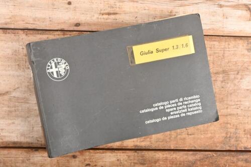GIULIA SUPER: A original ring bound Alfa Romeo Giulia Super 1.3/1.6 parts catalog, printed in Italy 5/73