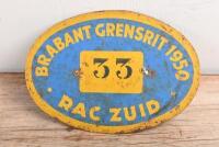 RALLY PLATE: A 1950 RAC Zuid Brabant Grensrit car rally participant plate. Participant number '33'