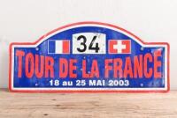 RALLY PLATE: A 2003 'TOUR DE LA FRANCE' rally participant plate. entrant number '34',