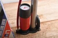 PUMPS: Two tyre pumps by LION QUALITY PRODUCTS. HEAVY DUTY HAND PUMP with air pressure reservoir & ST FLOW 150 PSI AIR COMPRESSOR. Both mint & boxed - 4
