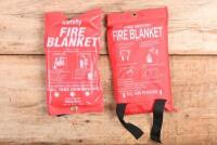 FIRE BLANKETS: Two unused fire blankets by safety Dave and MASTER DISTRIBUTORS