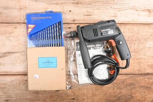 DRILL: A BLACK & DECKER BD 552 hammer drill with instructions & German F.H.P 17 TWIST DRILLS in FIRST CLASS CHROME VANADIUM STEEL