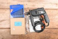 DRILL: A BLACK & DECKER BD 552 hammer drill with instructions & German F.H.P 17 TWIST DRILLS in FIRST CLASS CHROME VANADIUM STEEL