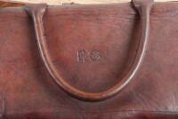 TOOL BAG: A veteran and vintage brown solid leather tool bag with shoulder strap - 2