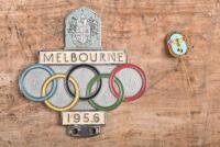 MELBOURNE OLYMPICS: A original 1956 Melbourne Olympics grille badge along with lapel pin