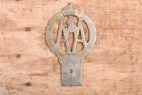 AASA: A nickel on brass Automobile Association of South Australia members grille badge, member number 'R18941'