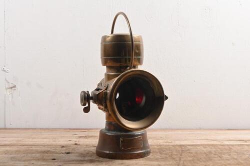 LUCAS LAMP: A veteran Lucas 'King of the Road' mounted brass tail lamp 'No.632'