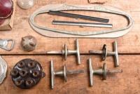 CAR PARTS: A box of car parts predominantly for American cars. 1920s - 1940s small dash gauge surround, interior roof light cover, glass mirror, rear tail lenses - 2