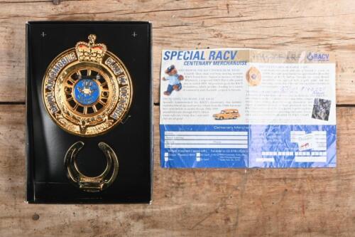 RACV CENTENARY: A Royal Automobile Club of Victoria (RACV) centenary 1903-2003 grille badge
