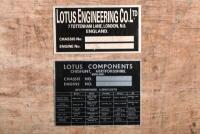 LOTUS: Two unused Lotus Chassis and Engine No. body plates