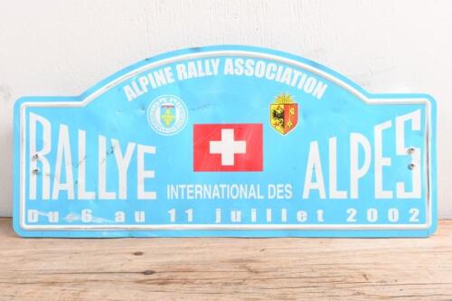 86A · RALLY PLATE: A 6 - 11 July 2002 ALPINE RALLY ASSOCIATION 'Rallye International Des Alpes' aluminium plate. As used by P.Roux/P.Corthy to take second place