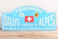 RALLY PLATE: A 6 - 11 July 2002 ALPINE RALLY ASSOCIATION 'Rallye International Des Alpes' aluminium plate. As used by P.Roux/P.Corthy to take second place