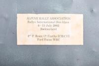 RALLY PLATE: A 6 - 11 July 2002 ALPINE RALLY ASSOCIATION 'Rallye International Des Alpes' aluminium plate. As used by P.Roux/P.Corthy to take second place - 2