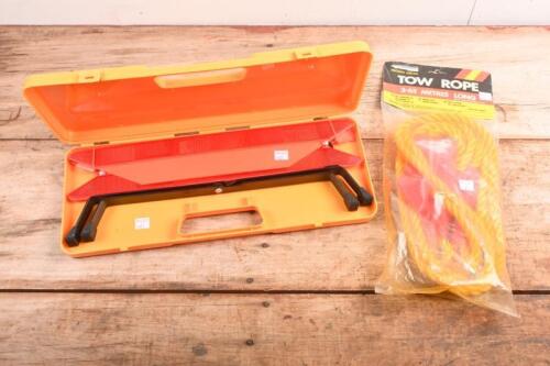HAZARD TRIANGLE/TOW ROPE: New in box traffic hazard triangle with 3.65m tow rope