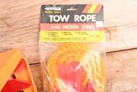 HAZARD TRIANGLE/TOW ROPE: New in box traffic hazard triangle with 3.65m tow rope - 3