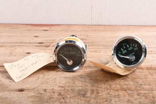VDO: Two 1950s style new old stock VDO gauges. Oil Pressure & Temperature Gauges