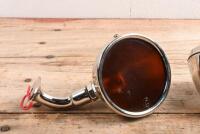 INDICATOR LAMPS: A pair of indicator lamps with adjustable bases. Amber glass - 2