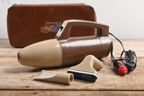 CAR VACUUM: A circa 1970s 12V car vacuum cleaner in original PVC case by Vermont, NSW, in working order