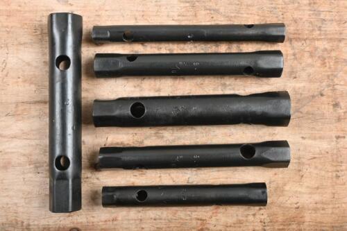 BOX SPANNERS: Six nesting box spanners. Stamped 'SSP' (Sheffield Steel Products)