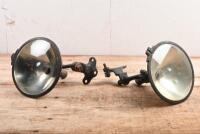 SPOTLIGHTS: A pair of circa 1920s - 1930s fully adjustable spotlights with mounting bracket