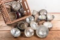 HEAD LAMPS: A box of headlamps, predominantly manufactured by LUCAS