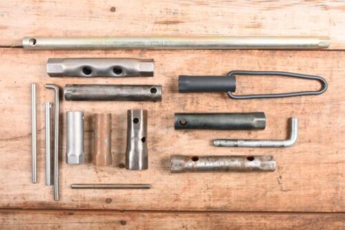 SPANNERS: A collection of nine box spanners and five 'Tommy' bars