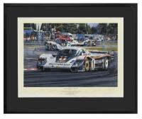 PORSCHE: A limited edition print (98/500) by Nicholas Watts titled "Porsche Domination - Le Mans 1982", signed by Vern Schuppan, Derek Bell, Hurley Haywood, Jacky Ickx, Jurgen Barth and Jochen Mass and artist