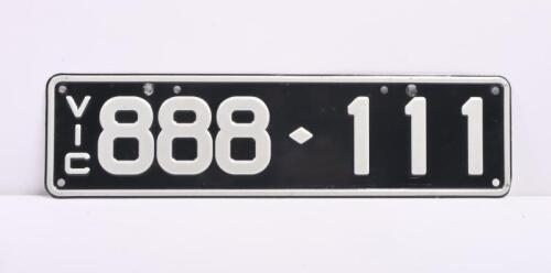 Six-digit Victorian Custom Numerical plates '888-111', sold with rights to display