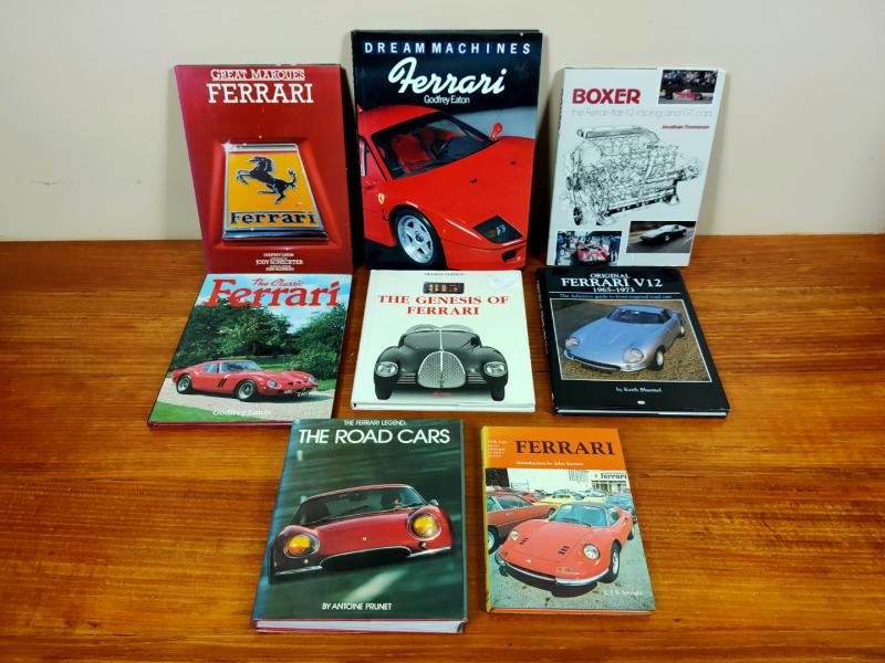 FERRARI: Eight hardcover Ferrari books covering the Ferrari. - Price