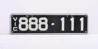 Six-digit Victorian Custom Numerical plates '888-111', sold with rights to display - 2