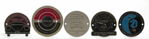 356 REGISTER: Five 'AUSTRALIAN PORSCHE 356 REGISTER' Annual Parade badges from 2002 - 2006