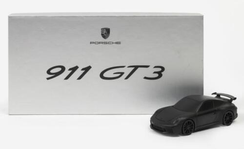 GT3: A black pewter or metal Porsche 911 GT3 991.2 model in 1:43 scale