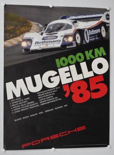 PORSCHE: An original and Porsche official - '1000 KM MUGELLO '85' PORSCHE large poster Features the Porsche 956 of Jacky Ickx/Jochen Mass. Superb