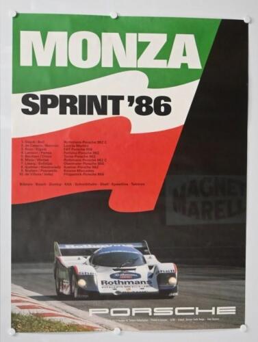 PORSCHE: An original and Porsche official - 'MONZA SPRINT '86' PORSCHE large poster. Features the Porsche 956 of Hans Stuck/Derek Bell. Superb