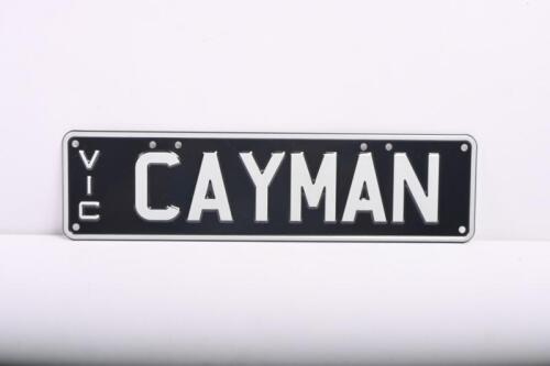 CAYMAN: Two black and white Victorian slim line plates 'CAYMAN'. With Rights to Display